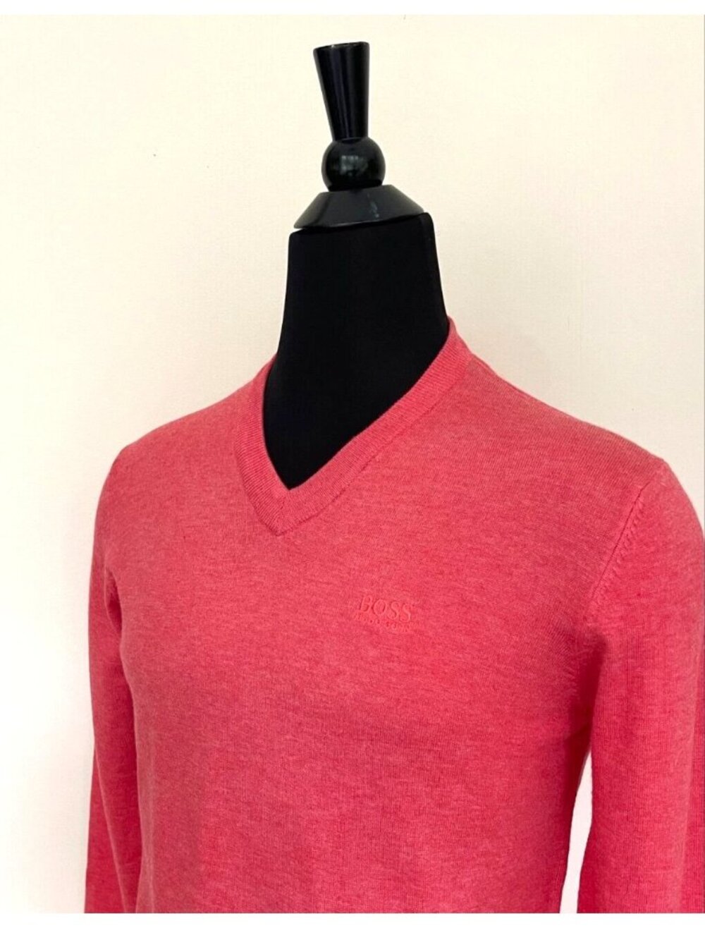 BOSS Men’s Wool-Blend V-Neck Sweater Heather Pink Size S NWT